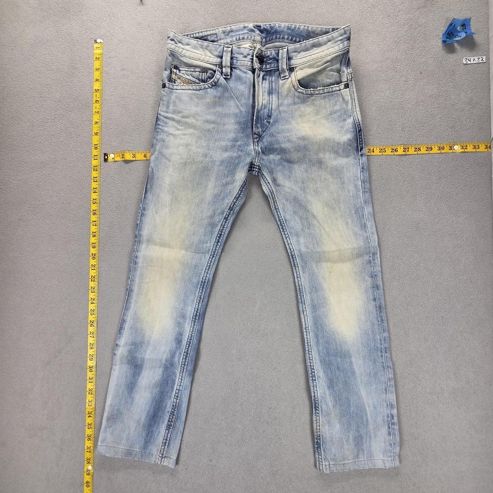 Diesel Jeans Mens 28x32 Blue Thavar Slim Skinny Light Wash Made in Italy 0880I
